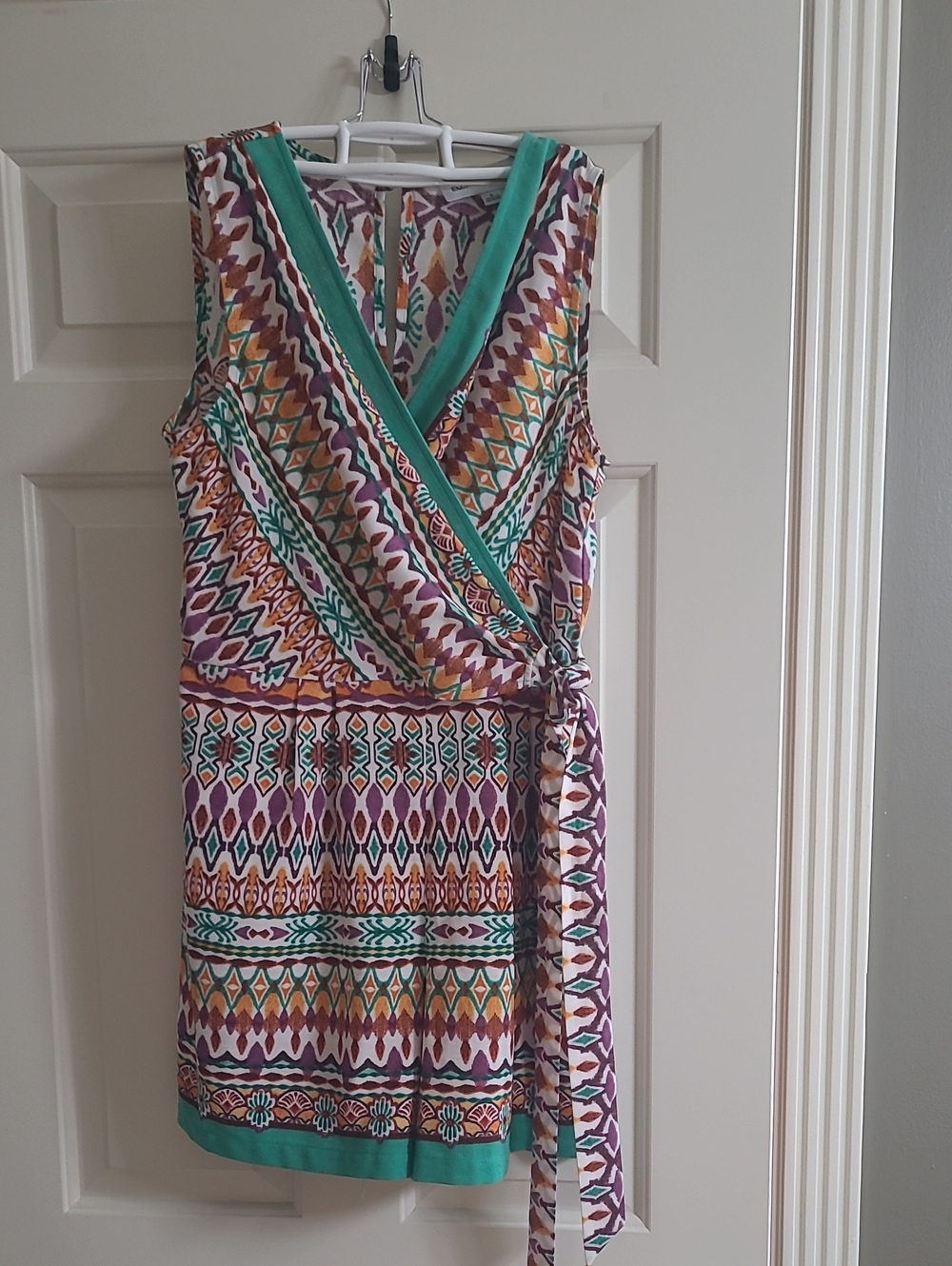 Emma & Michele Teal, Purple & Orange Tribal Wrap Romper